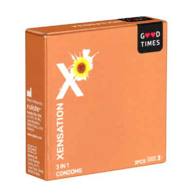GOODTIMES Kondome «Xensation» 3 in 1 Packung mit, 3 St., strukturierte Kondome für den intensiven Orgasmus