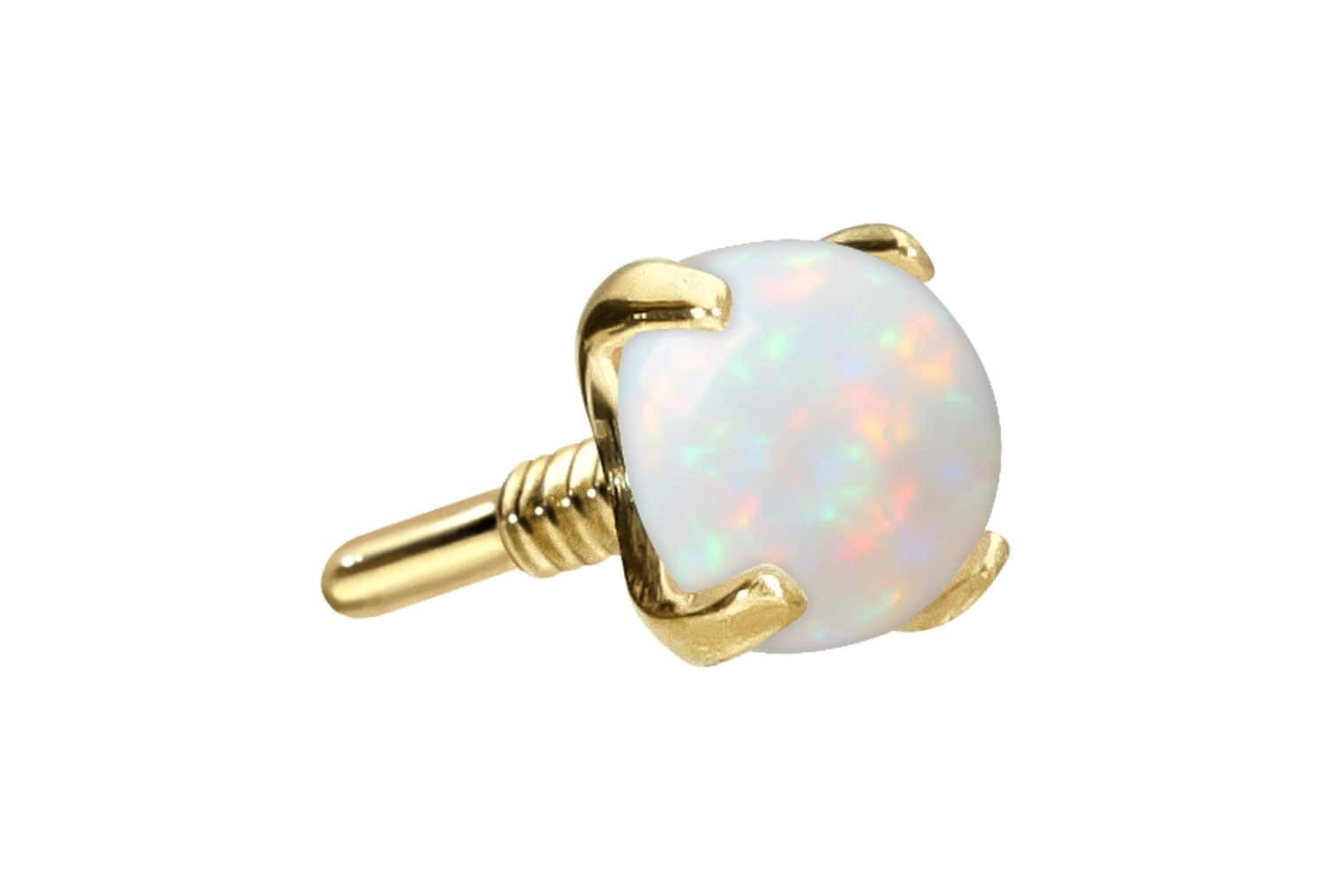 Piercing-Set 14 Karat Gold Schraubaufsatz mit Außengewinde SYNTHETISCHER OPAL