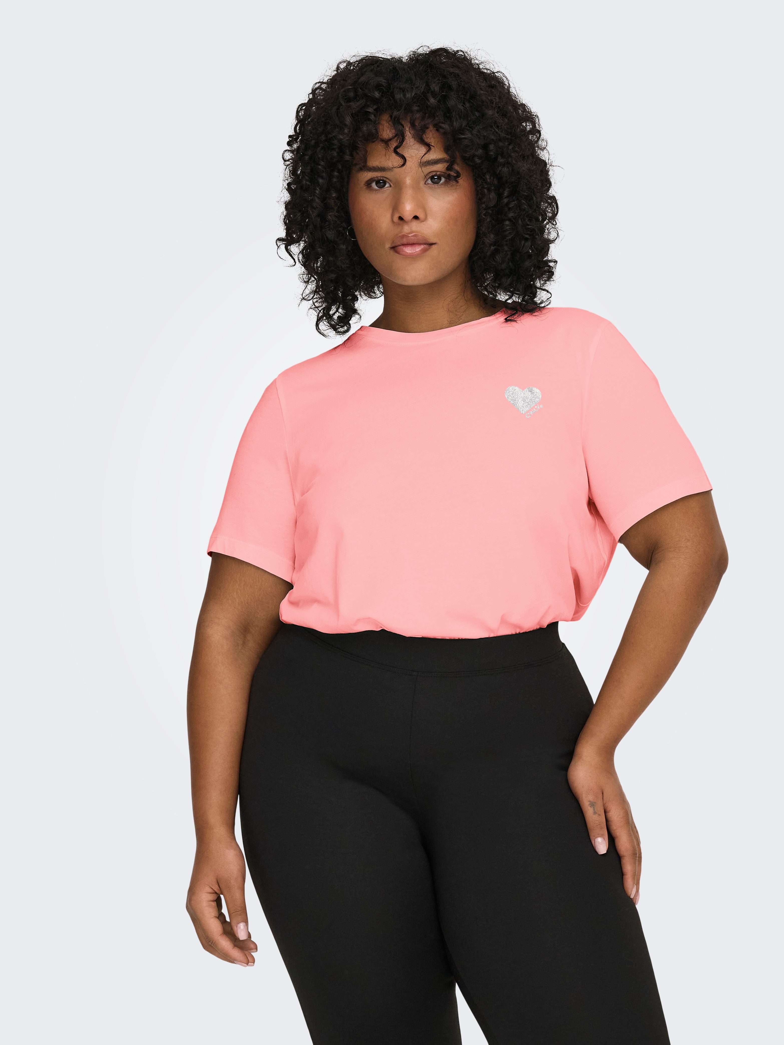 ONLY CARMAKOMA T-Shirt CARKITA LIFE S/S LOGO TOP JRS NOOS Baumwolle, regular fit