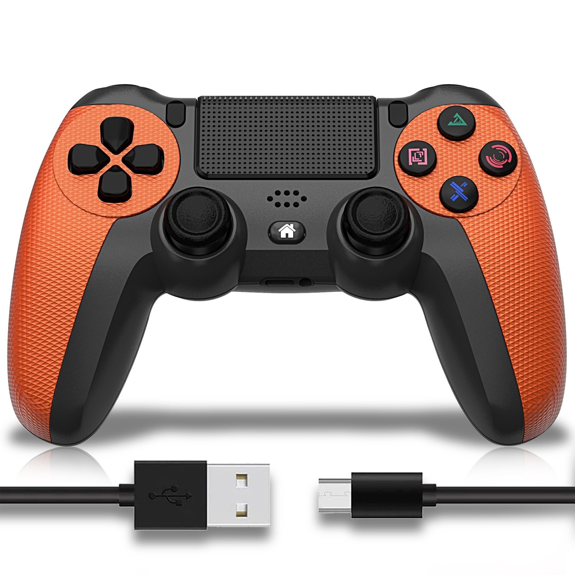 POPOLIC Controller für PS4 Mobile, Dualshock,Wireless PC-Controller (6-Achsen, LED-Licht, Touchpanel, Kopfhörerbuchse, inkl. Ladekabel, 1 St., 600-mAh-Akku, Bequeme Tasten, Präzises D-Pad)