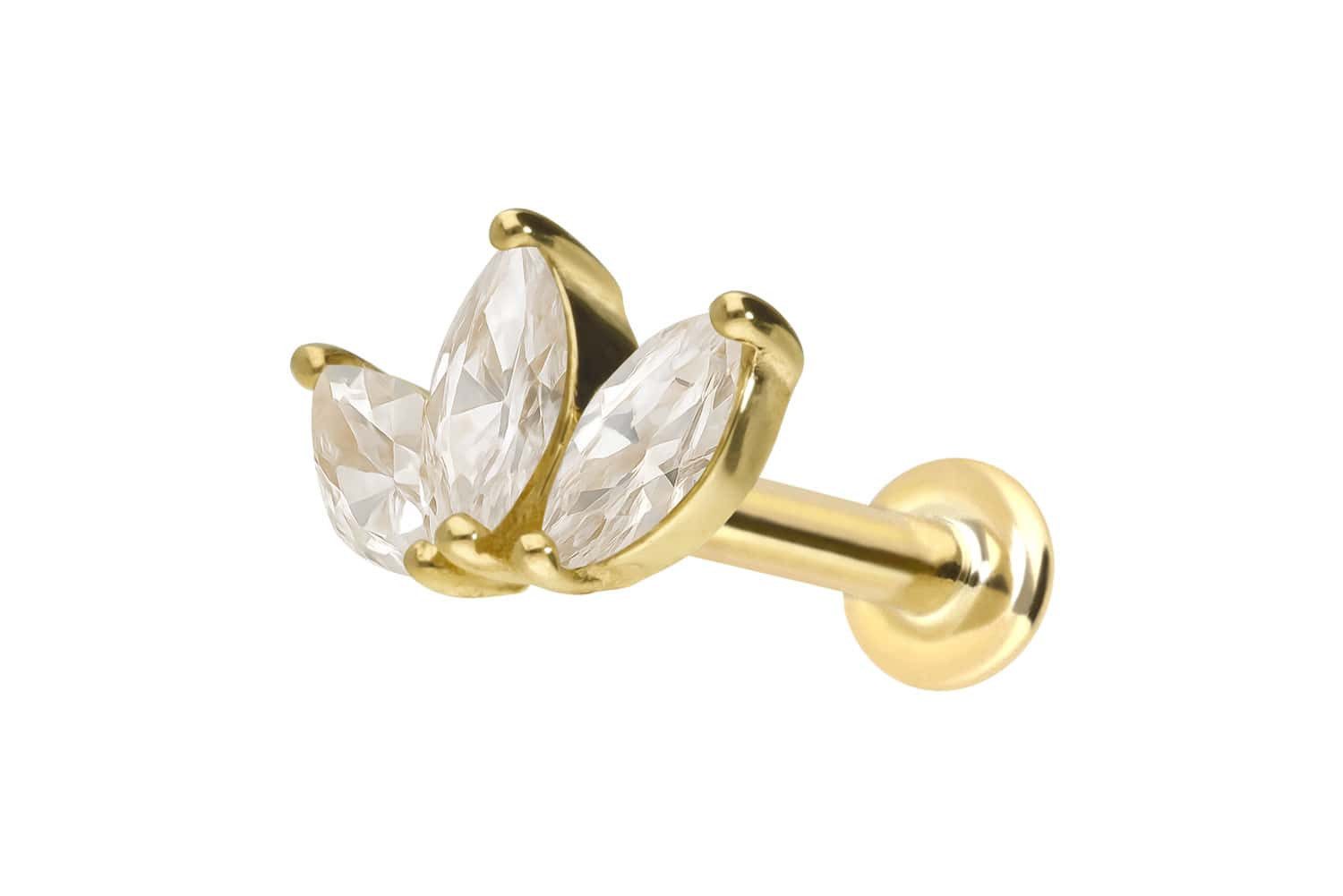 PIERCINGLINE Piercing-Set 14 Karat Gold Labret mit Innengewinde MOISSANIT-L günstig online kaufen
