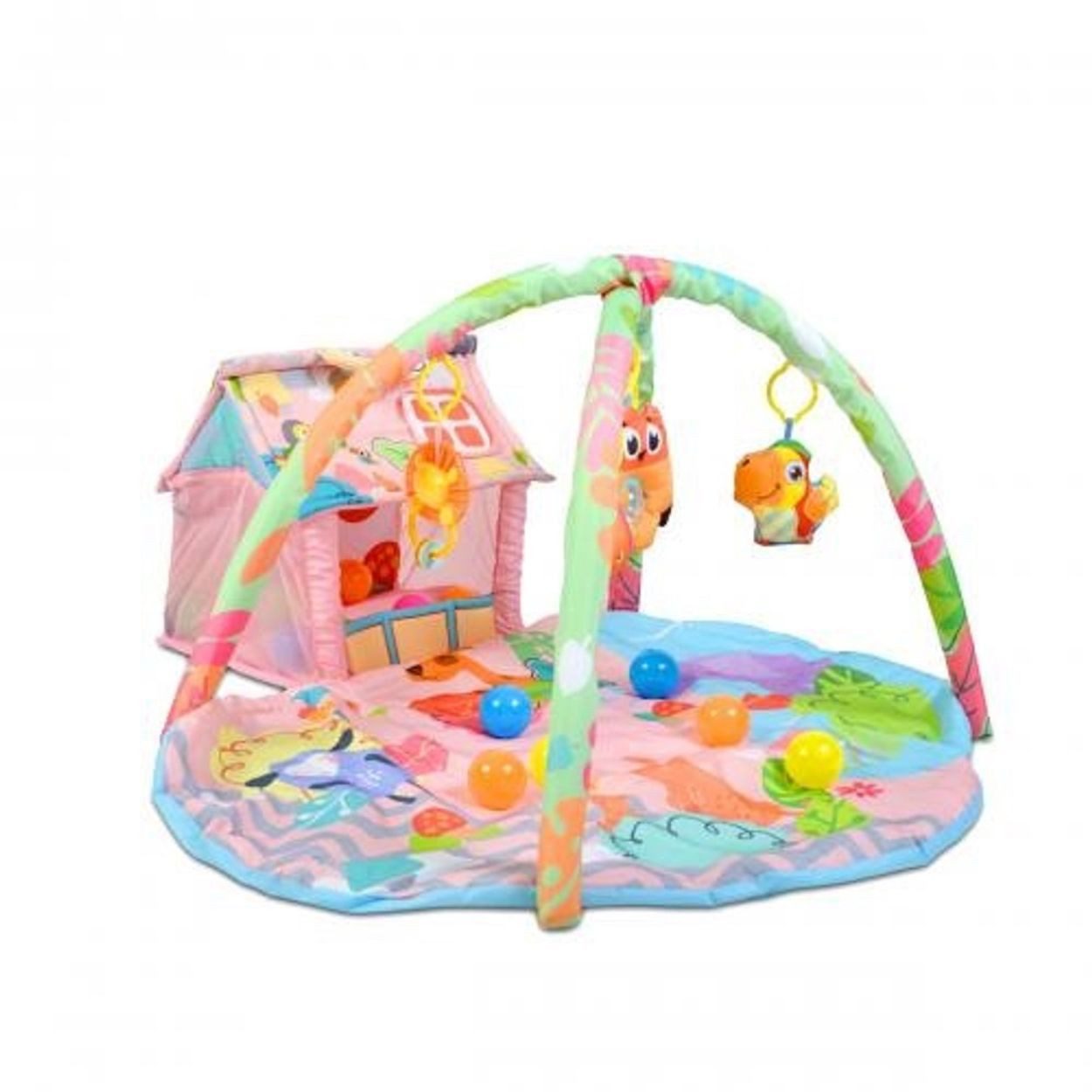 Moni Spielbogen Happy Farm, Activity-Center, 30 Spielbälle, kleines Haus, 100% Polyester