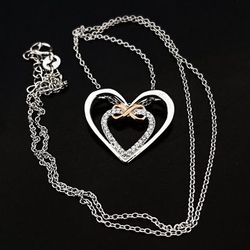Schmuck-Elfe Kette mit Anhänger Infinity Heart, 925 Silber teilvergoldet