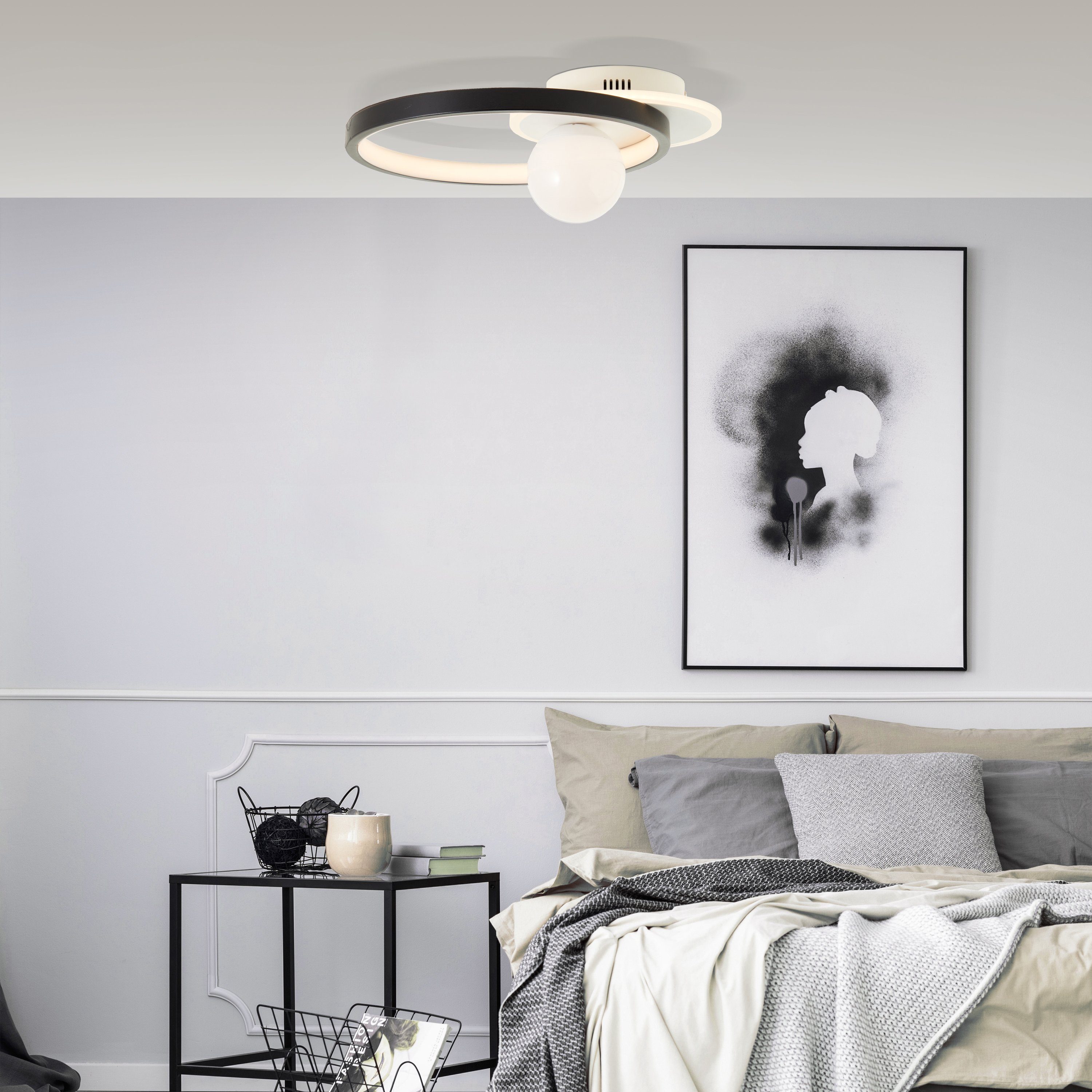 Brilliant Deckenleuchte Warmweiß, LED schwarz/weiß Deckenlampe LED 30x35cm wechselbar, Atlanta