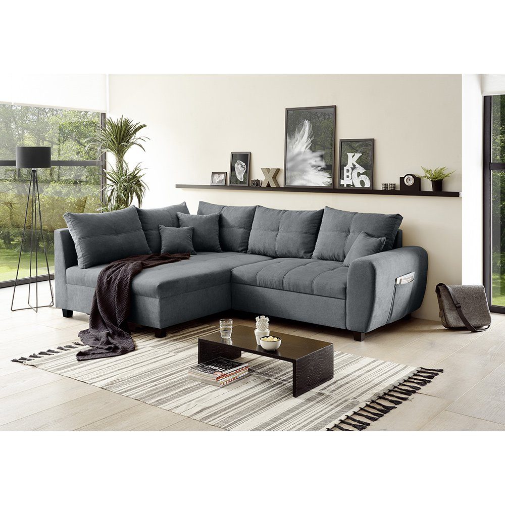 Lomadox Ecksofa »LEICESTER09«, mit Schlaffunktion, Recamiere links, in