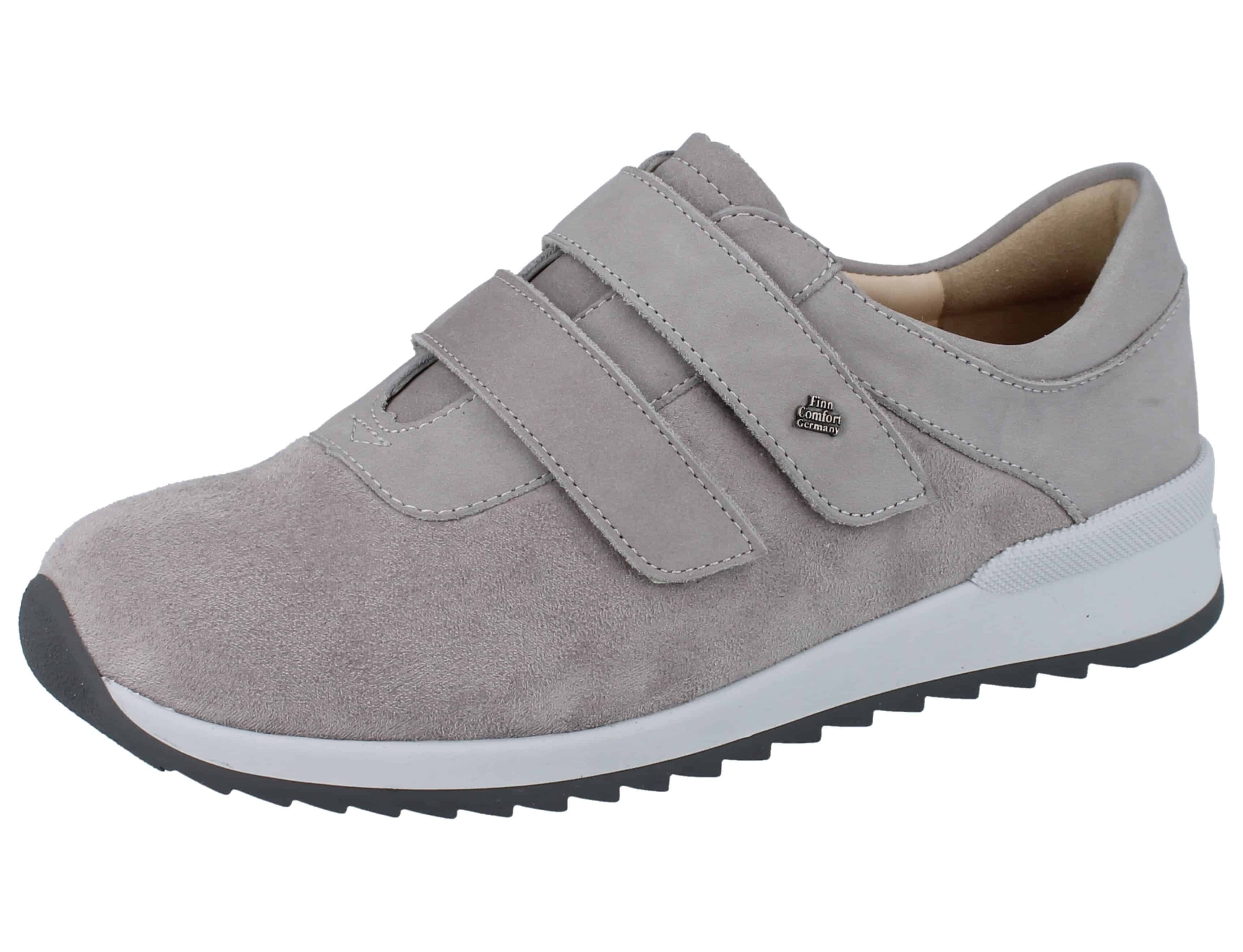 Finn Comfort FINN COMFORT Ivrea Stretch Damen Kletthalbschuhe grau Nubukleder - Schnürschuh Wechselfußbett
