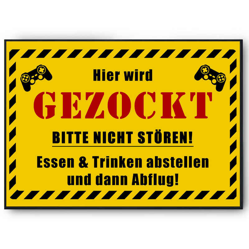 Tigerlino Poster Zocker Spielzimmer Gamer Geschenk Zocken Jugendlicher Zimmer Deko, Ortsschild aus Kartonpapier (kein Metall)