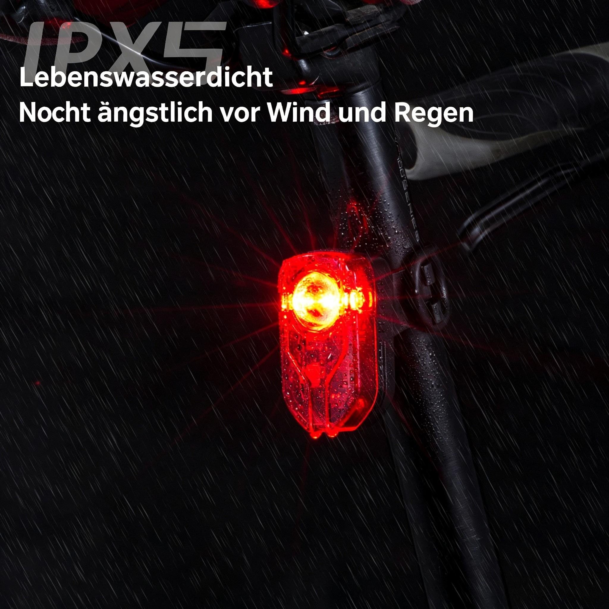 AIBISTAR Fahrrad-Rücklicht Fahrrad LED Rücklicht USB-C, 600mAh Akku, wasserdicht, 3 Lichtmodi,IPX5 wasserdicht,wiederaufladbar,leichtgewichtig