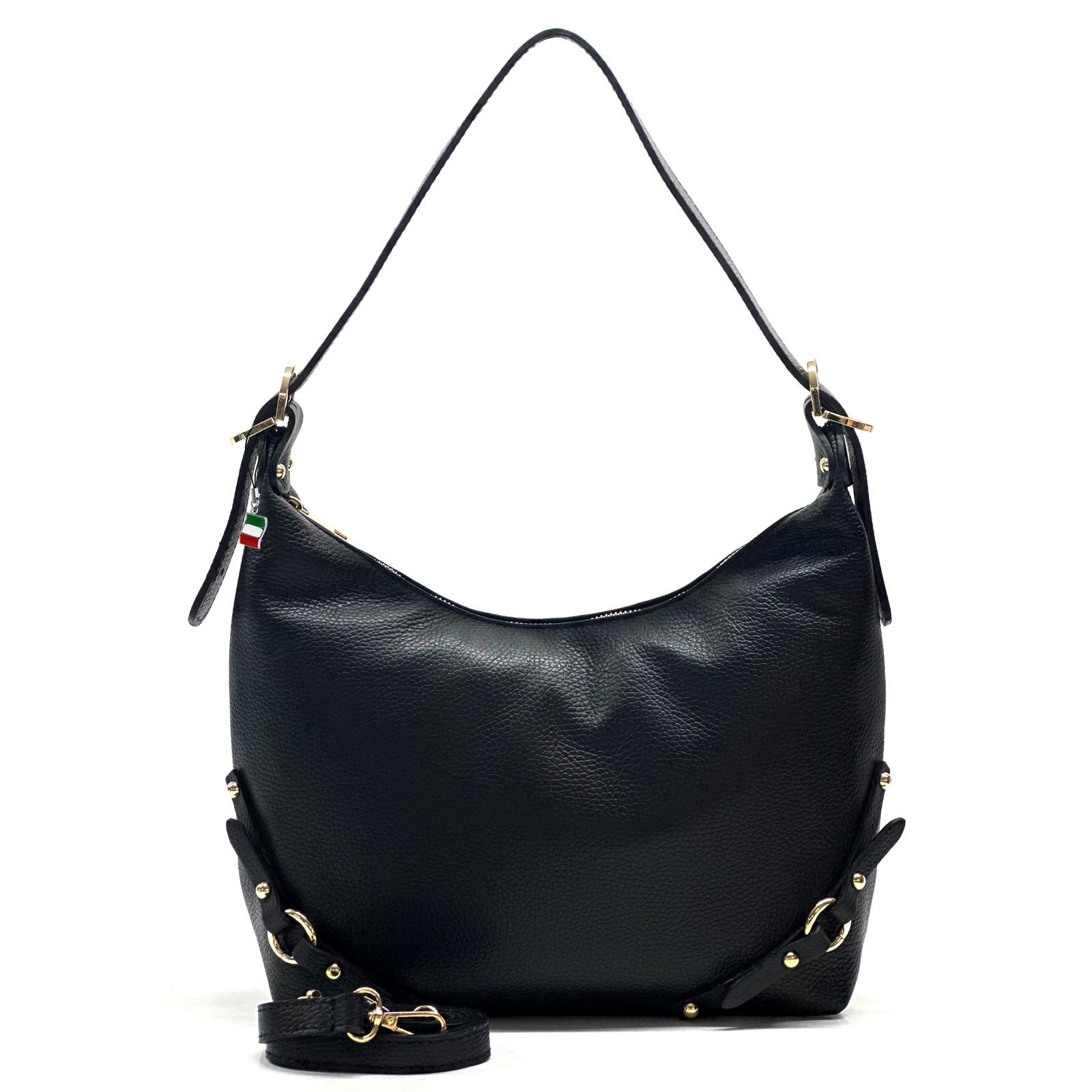 FLORENCE Schultertasche Florence Damen Schultertasche Echtleder (Schultertasche), Damen Schultertasche Leder, schwarz ca. 37cm x ca. 25cm hoch