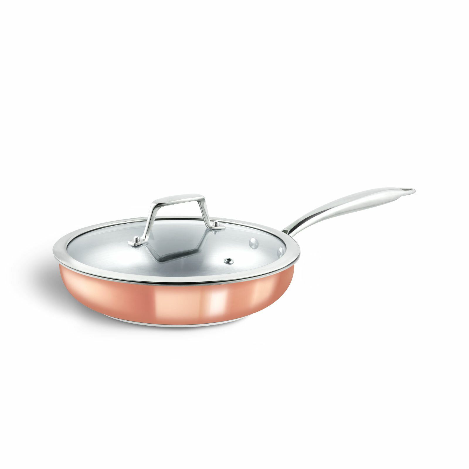 Springlane Bratpfanne »Claire«, Aluminium, Edelstahl, Kupfer, KupferPfanne mit GlasDeckel, 26