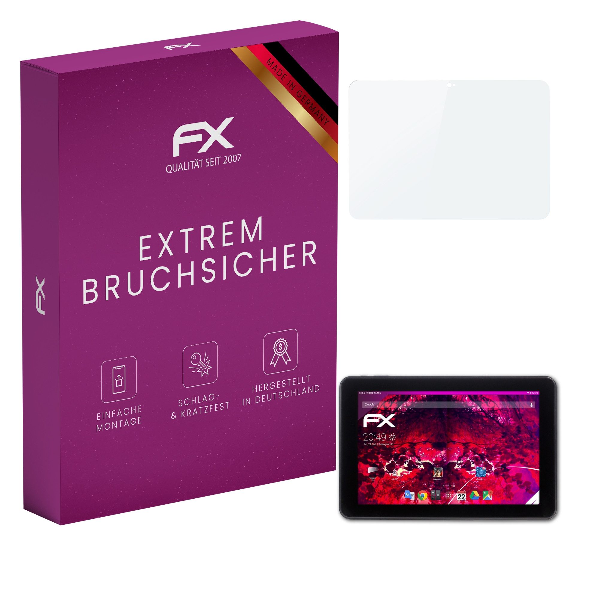 atFoliX Schutzfolie Panzerglasfolie für CAPTIVA Pad 10.1 Quad FHD, Ultradünn und superhart