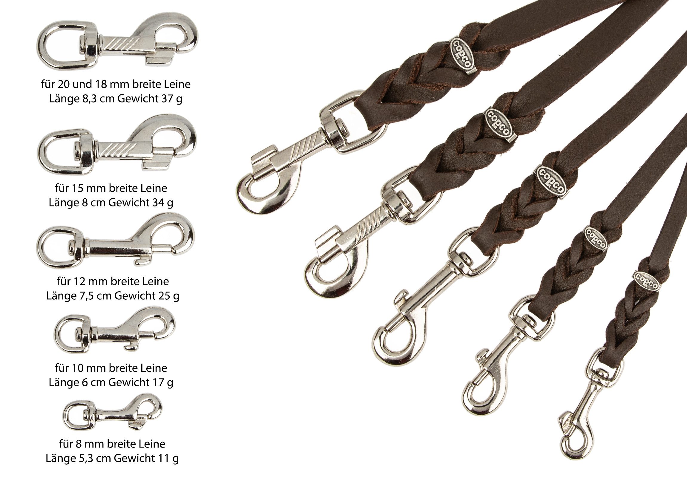CopcoPet Hundeleine Fettlederleine mit Handschlaufe, Leder