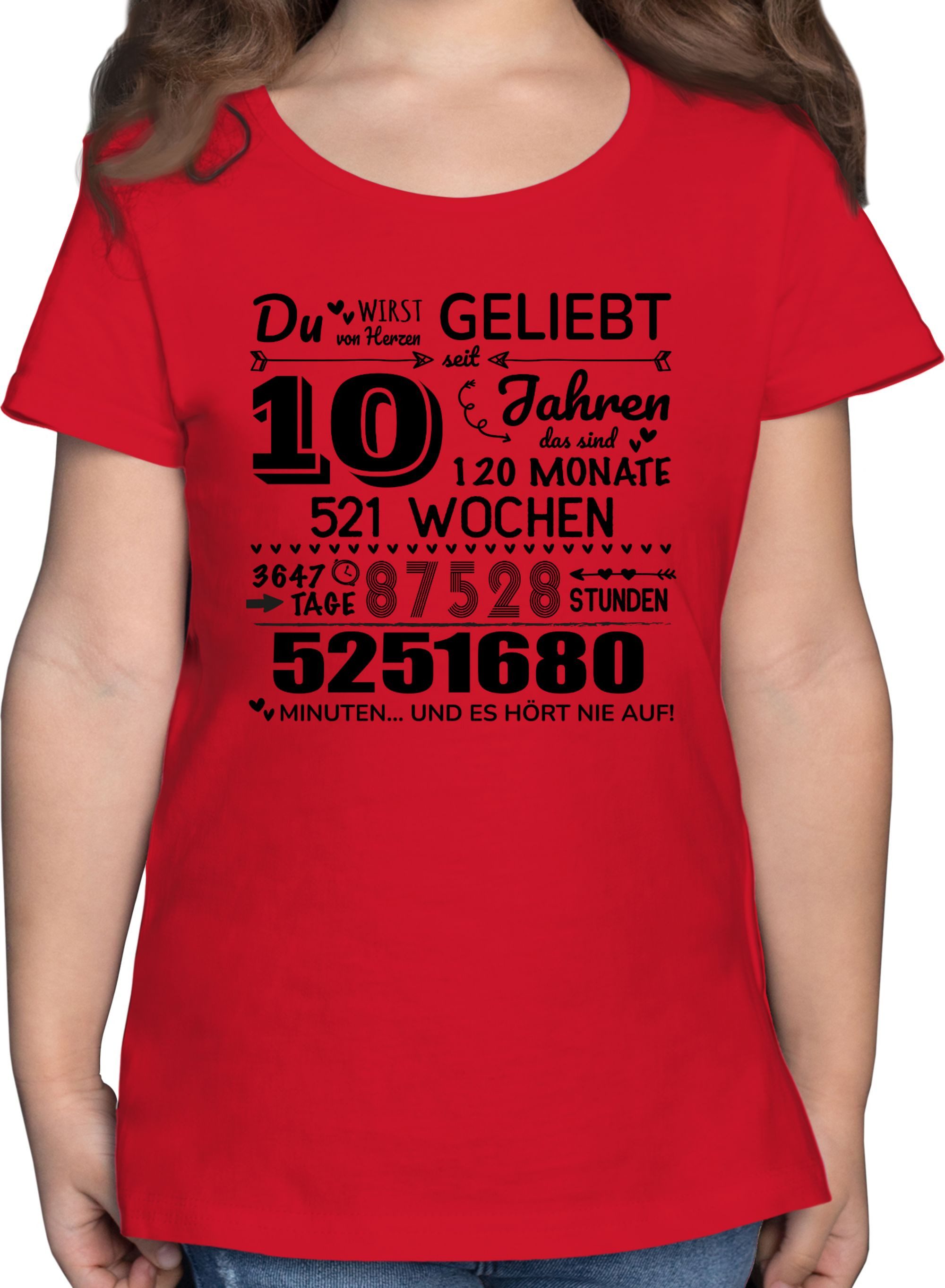 Shirtracer T-Shirt 10 Jahre - Du wirst von Herzen geliebt, 10. Geburtstag, 10 Jahre Geb 10. Geburtstag