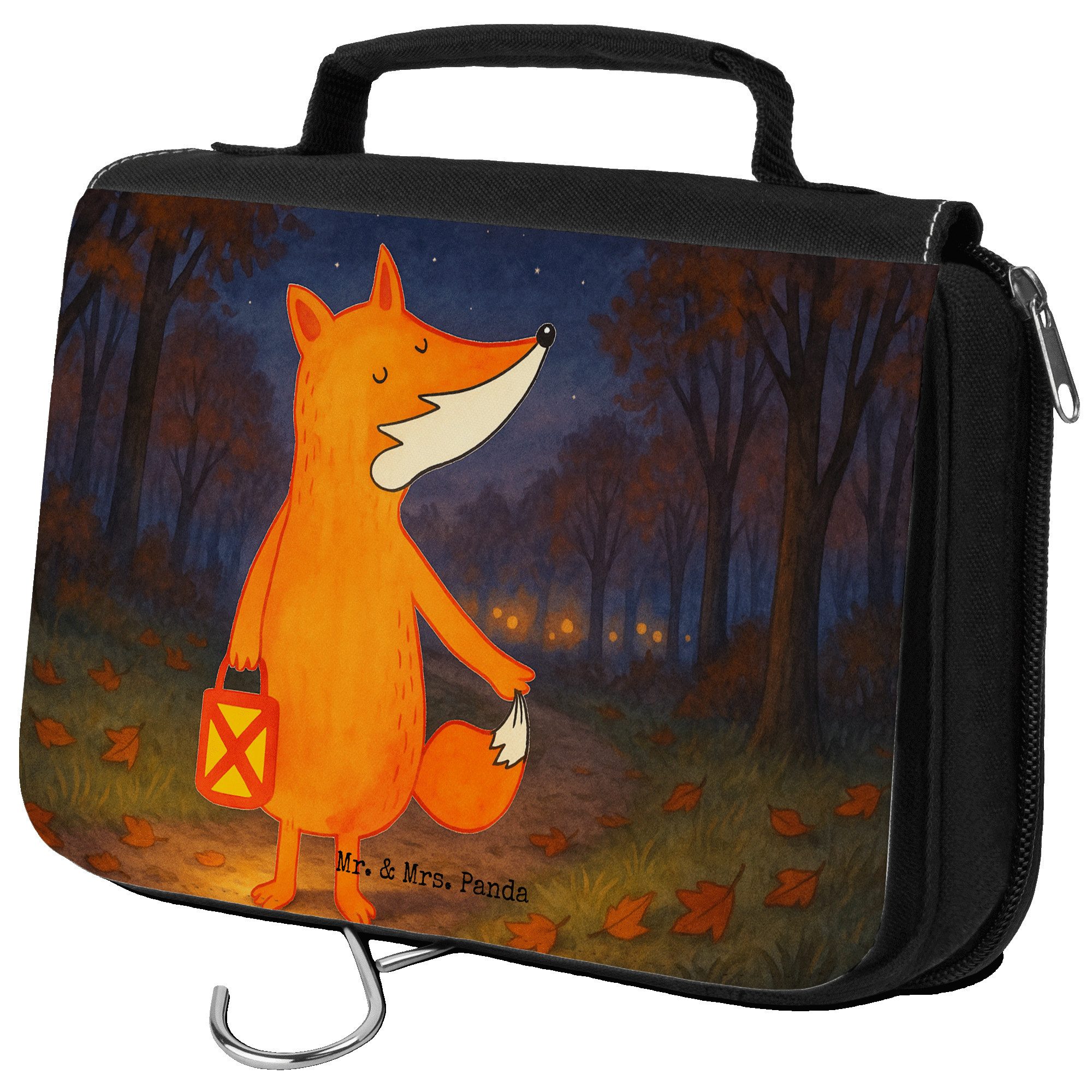 Kulturbeutel Fuchs Laterne Design, Kulturtasche, Weiß, Laternenumzug, Selbstbewuss