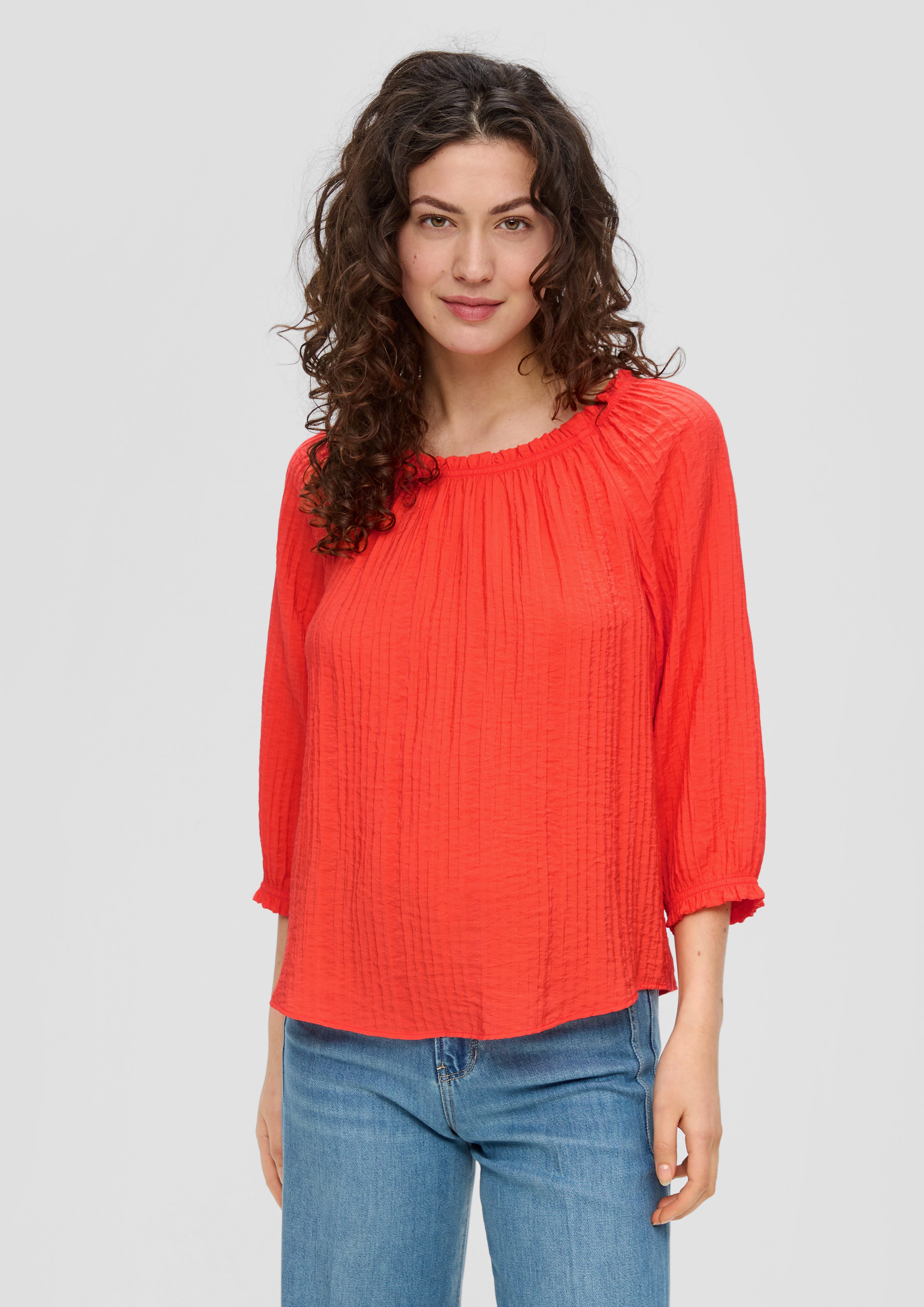 s.Oliver Kurzarmbluse Off-Shoulder-Bluse aus Viskosemix Raffung