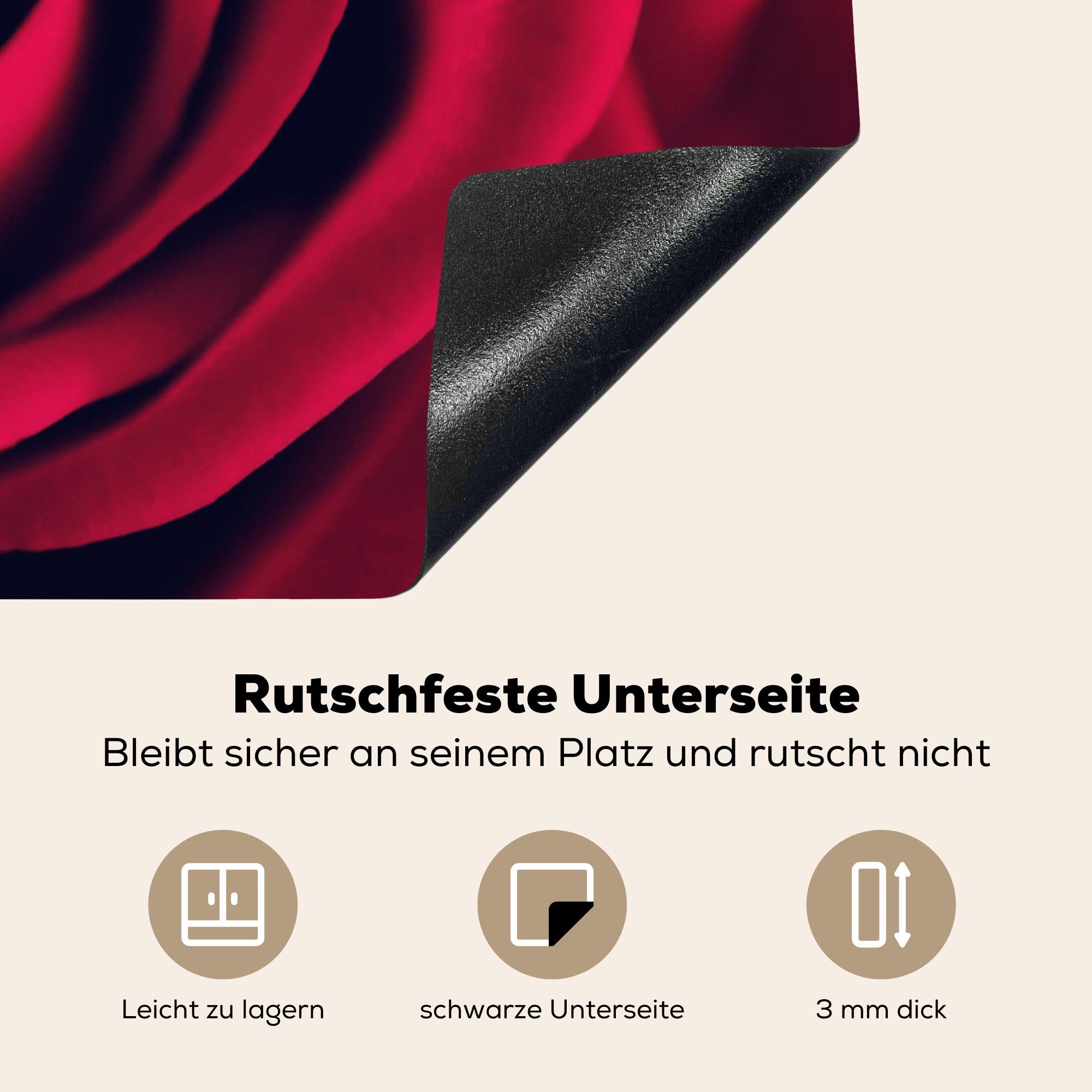 Ceranfeldabdeckung Rosen Blumen, tlg), Induktionskochfeld - Herdblende-/Abdeckplatte (1 Schutz 81x52 cm, MuchoWow Vinyl, - Rot für die küche,