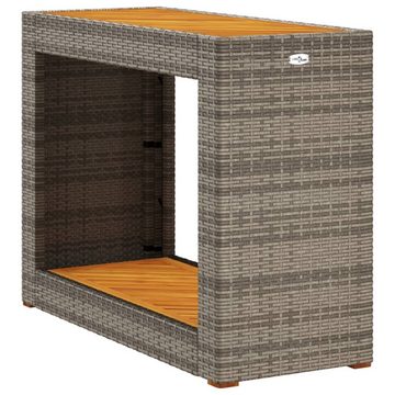 vidaXL Gartentisch Garten-Beistelltisch mit Holzplatte Grau Poly Rattan (1-St)