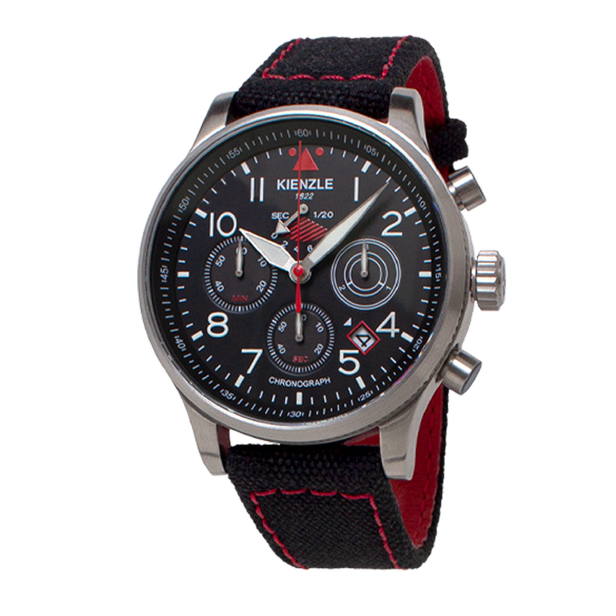 Kienzle Quarzuhr REISEN Quarz Chrono Armbanduhr stahl-rot