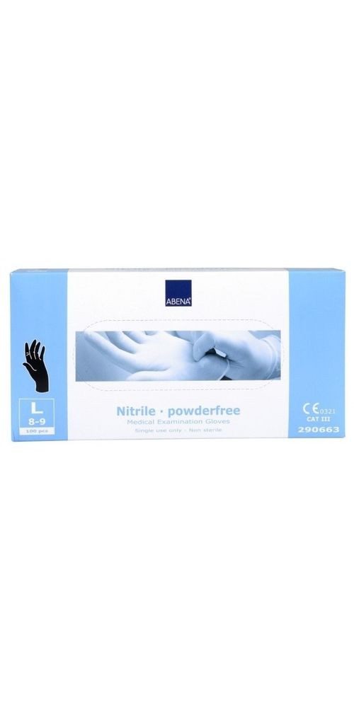 ABENA GmbH Einweghandschuhe Abena Abena Nitril-Handschuhe Puderfrei Größe L schwarz 100 Stück