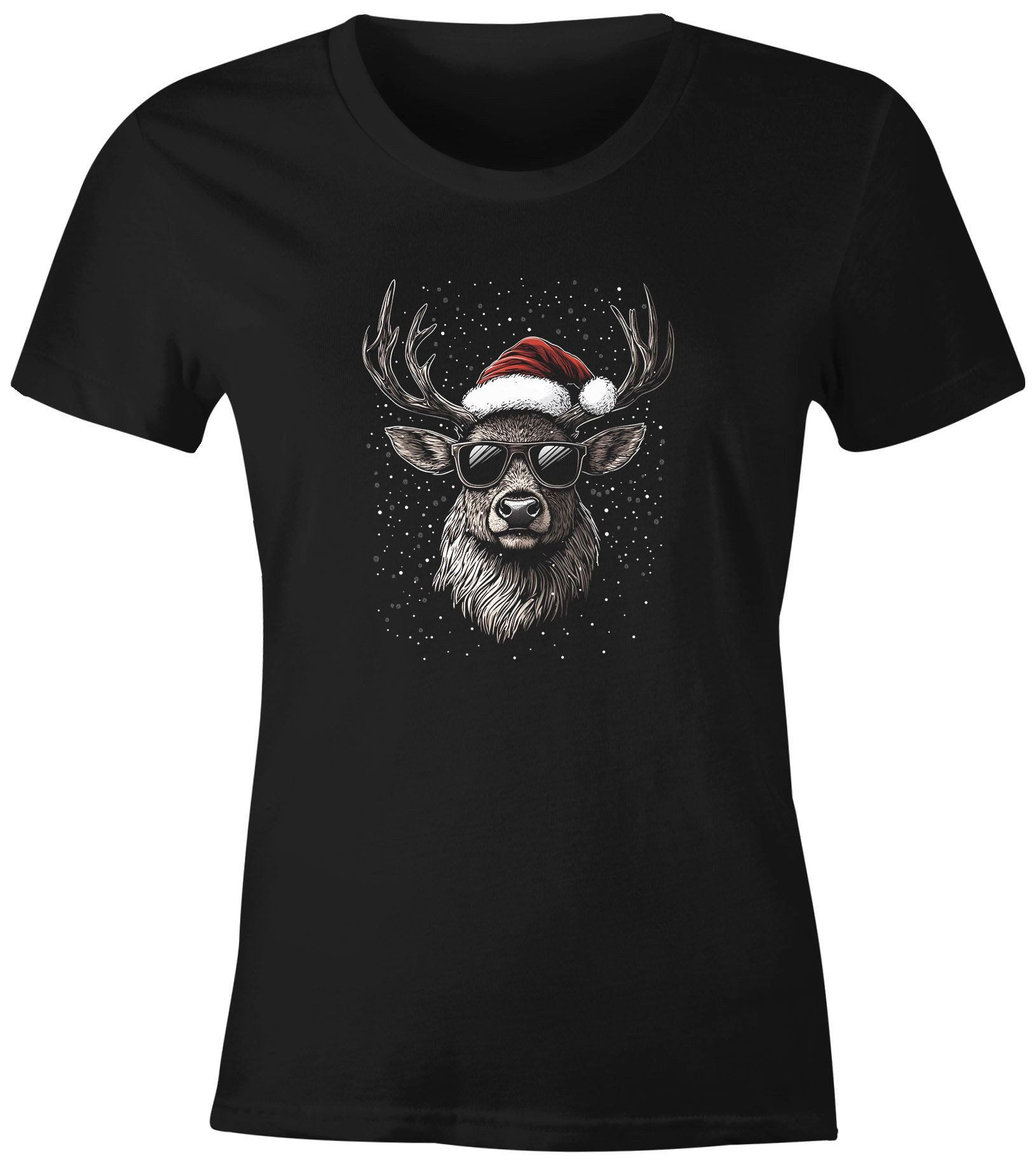 MoonWorks Print-Shirt Weihnachtsshirt Damen Rentier Elch günstig online kaufen