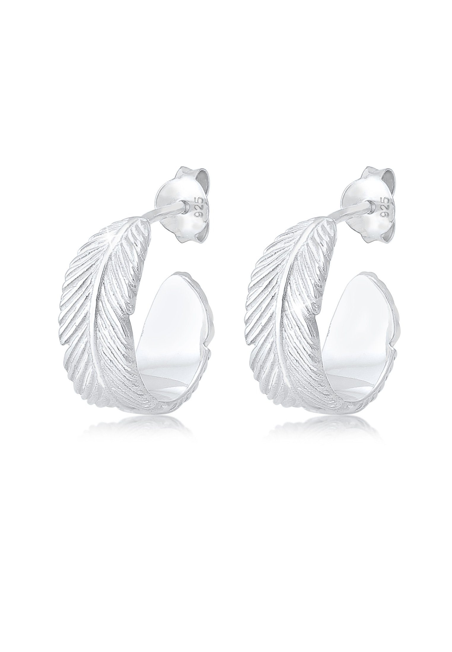 Elli Paar Creolen Creolen Hänger Feder Festival Trend 925er Silber, Boho