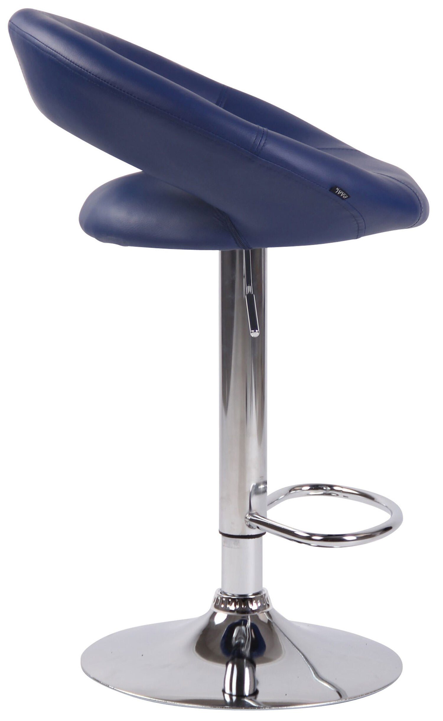 Tresenhocker bequemer chrom Sitzfläche: Fußstütze und TPFLiving mit Hocker Barhocker für Blau angenehmer - Olin (Barstuhl Kunstleder & Küche), Trompetenfuß Rückenlehne mit Theke