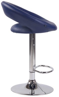 TPFLiving Barhocker Olin mit bequemer Rückenlehne und angenehmer Fußstütze (Barstuhl Hocker für Theke & Küche), Tresenhocker mit Trompetenfuß chrom - Sitzfläche: Kunstleder Blau
