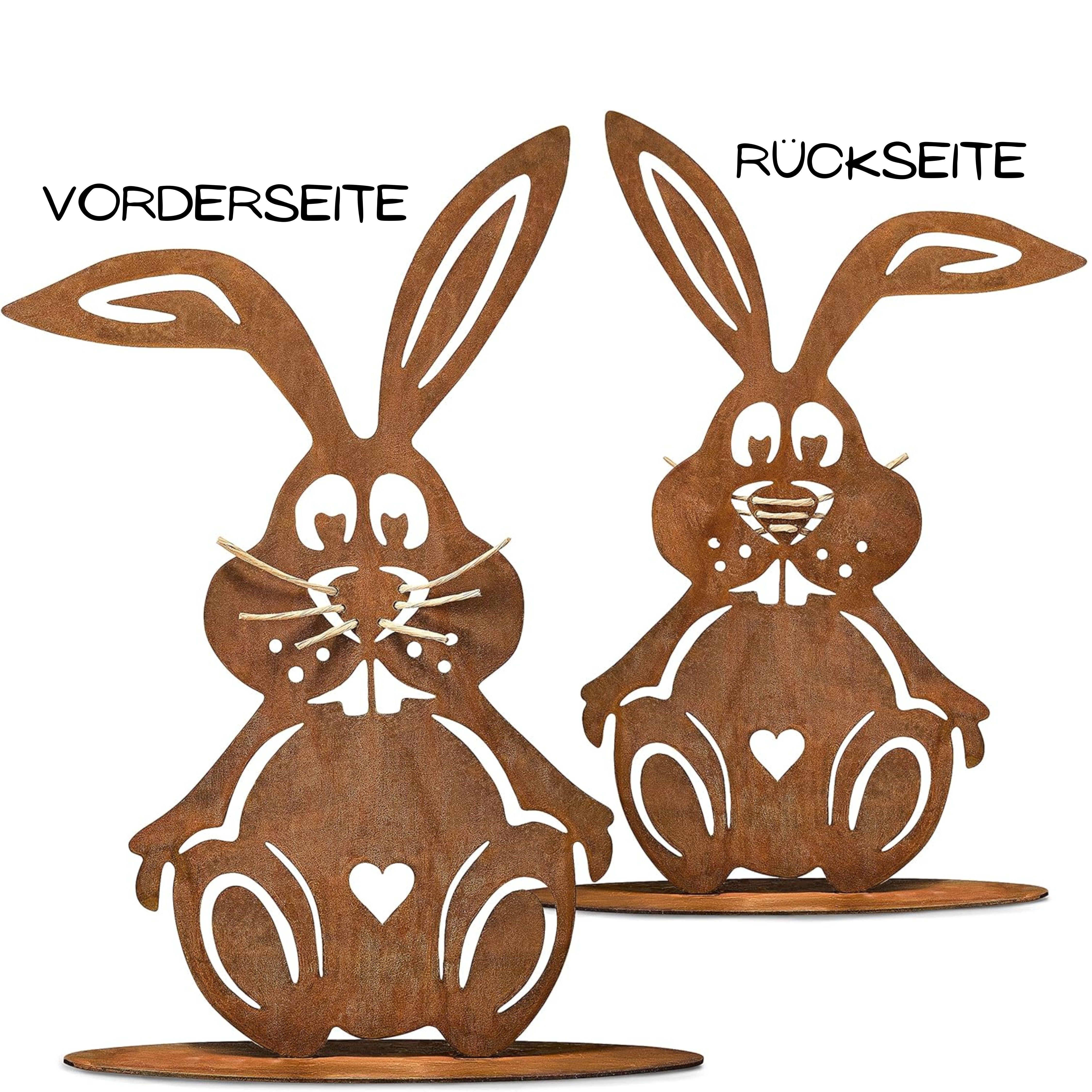 Rostikal Osterhase Osterdeko Hase 22 cm oder 30 cm Gartendeko Metall, Echter Rost