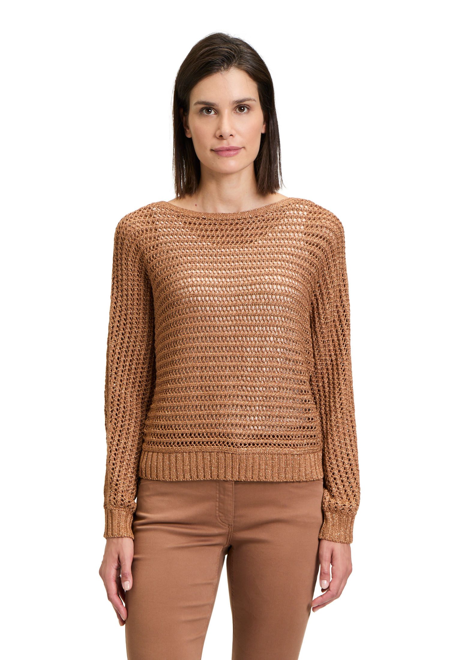 Strickpullover Betty Barclay Lochstrick-Pullover mit U-Boot-Ausschnitt