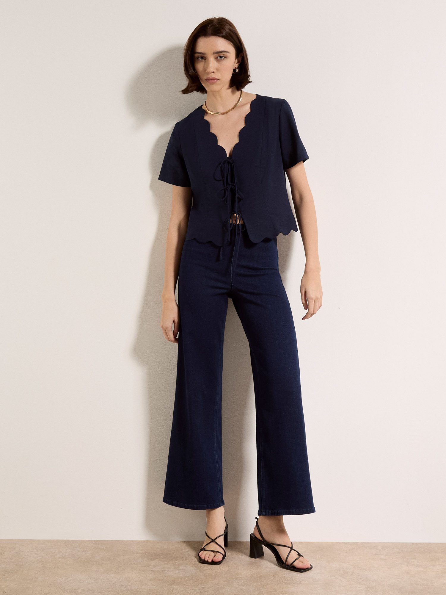 Apricot Weite Jeans Zara Jeans mit weitem Bein und elastischem Bund