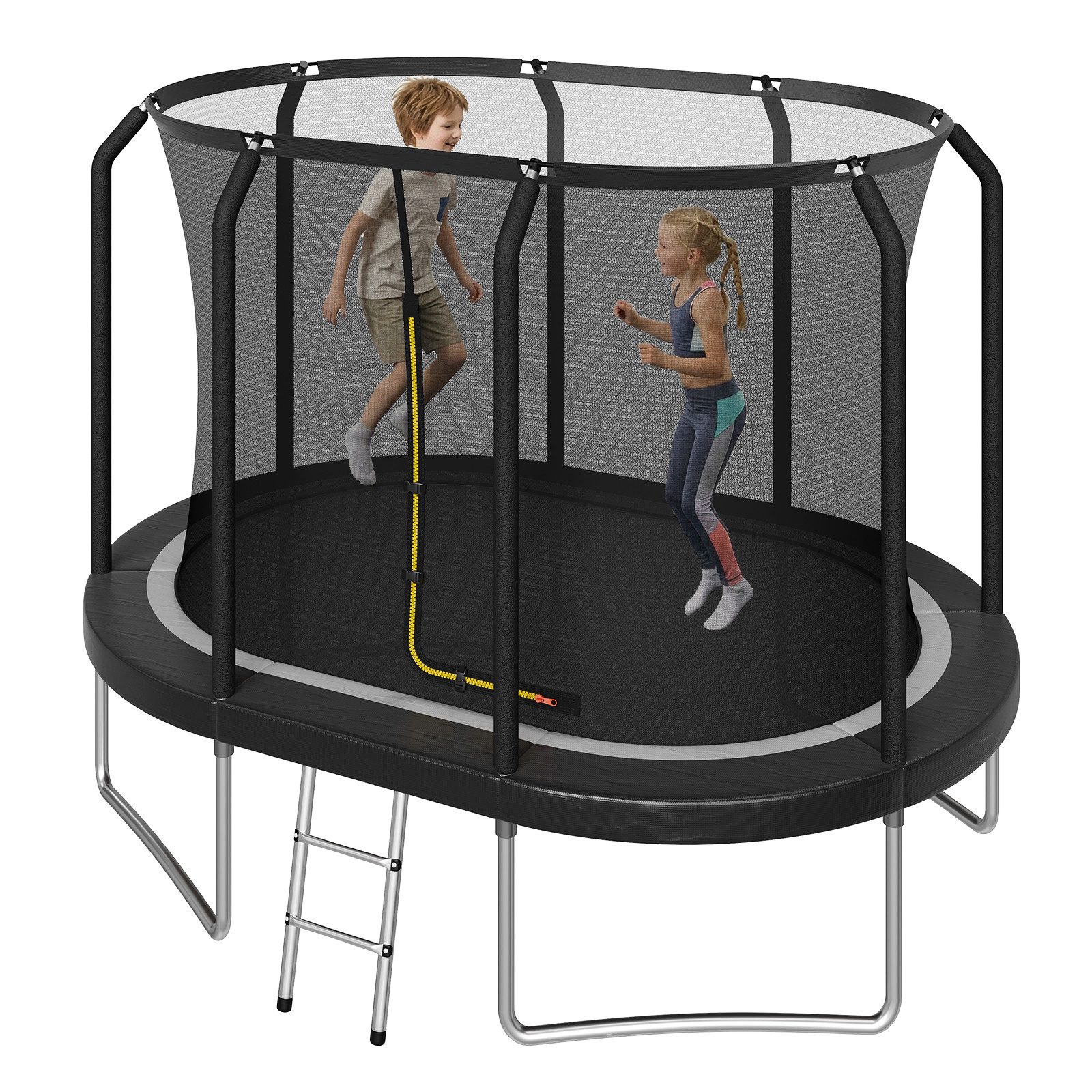 HOMALL Gartentrampolin Gartentrampolin 305 cm x 214 cm / 366 cm x 244 cm, ovales Trampolin, Ø 366 cm, (Outdoor-Trampolin mit Sicherheitsnetz, Leiter und Federn, für Kinder geeignet, Tragkraft 150 kg)