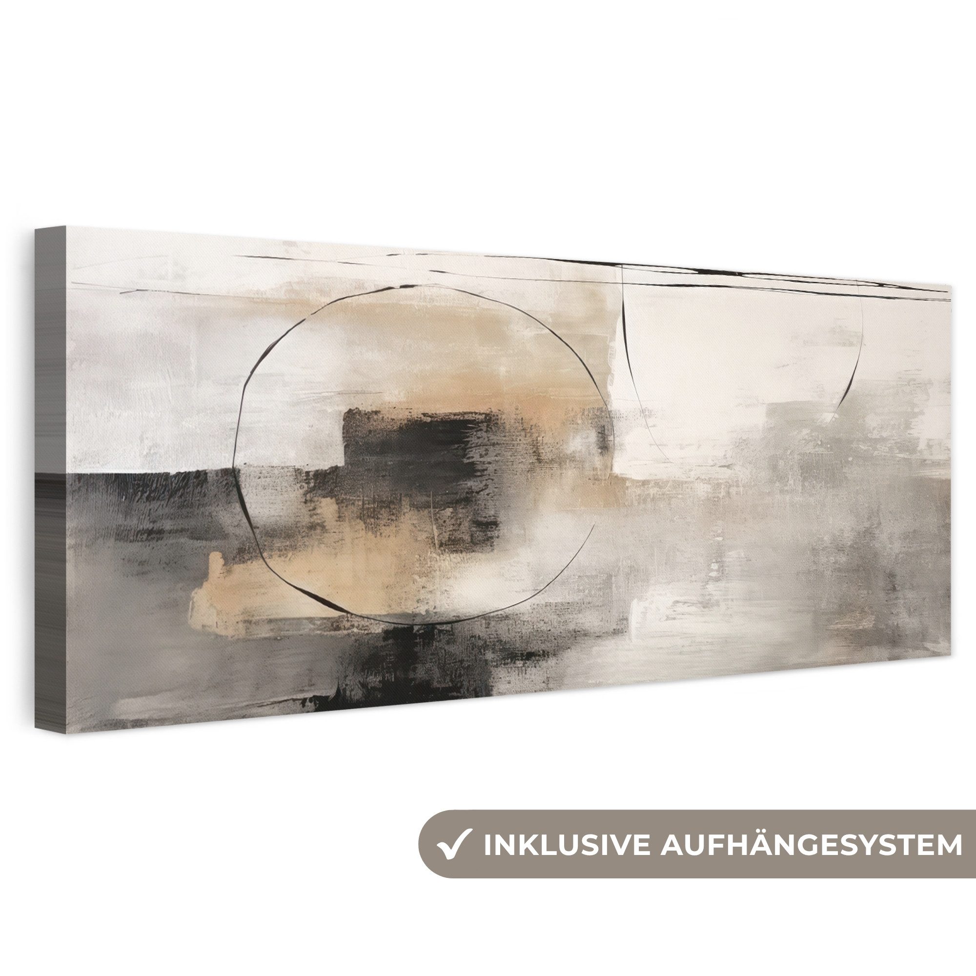 OneMillionCanvasses® Leinwandbild Panorama Kunst - Abstrakt - Grau - Industriell, Fotodruck (1 St), Wandbild, Deko Schlafzimmer Wohnzimmer Flur 60x20 cm