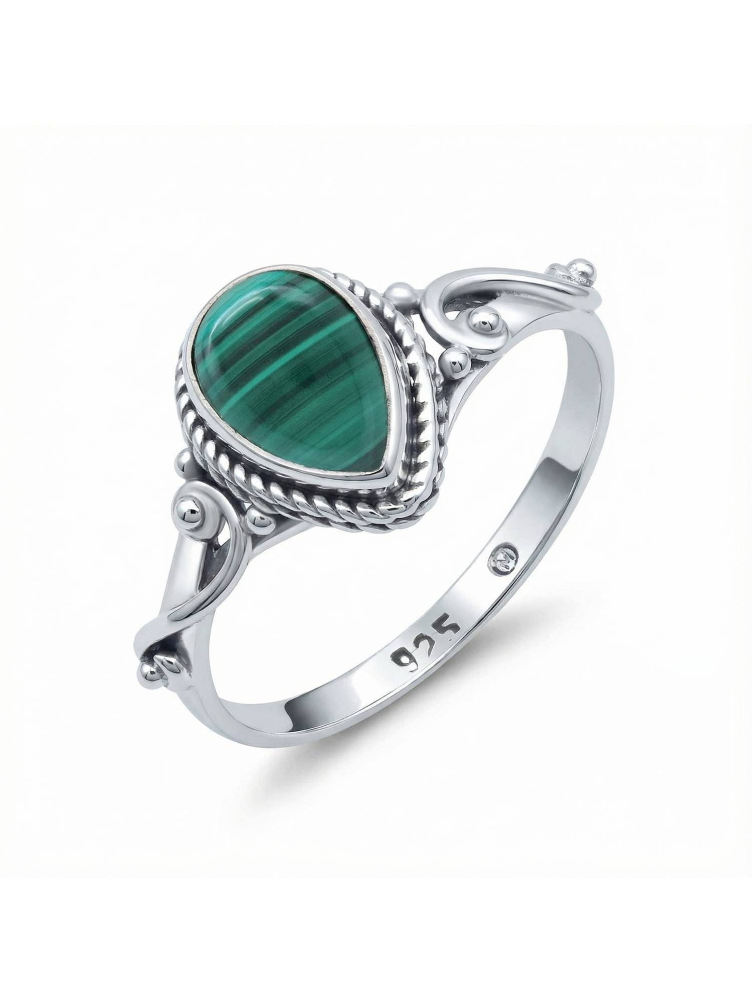 Silberring FITO aus 925 Silber mit Malachit