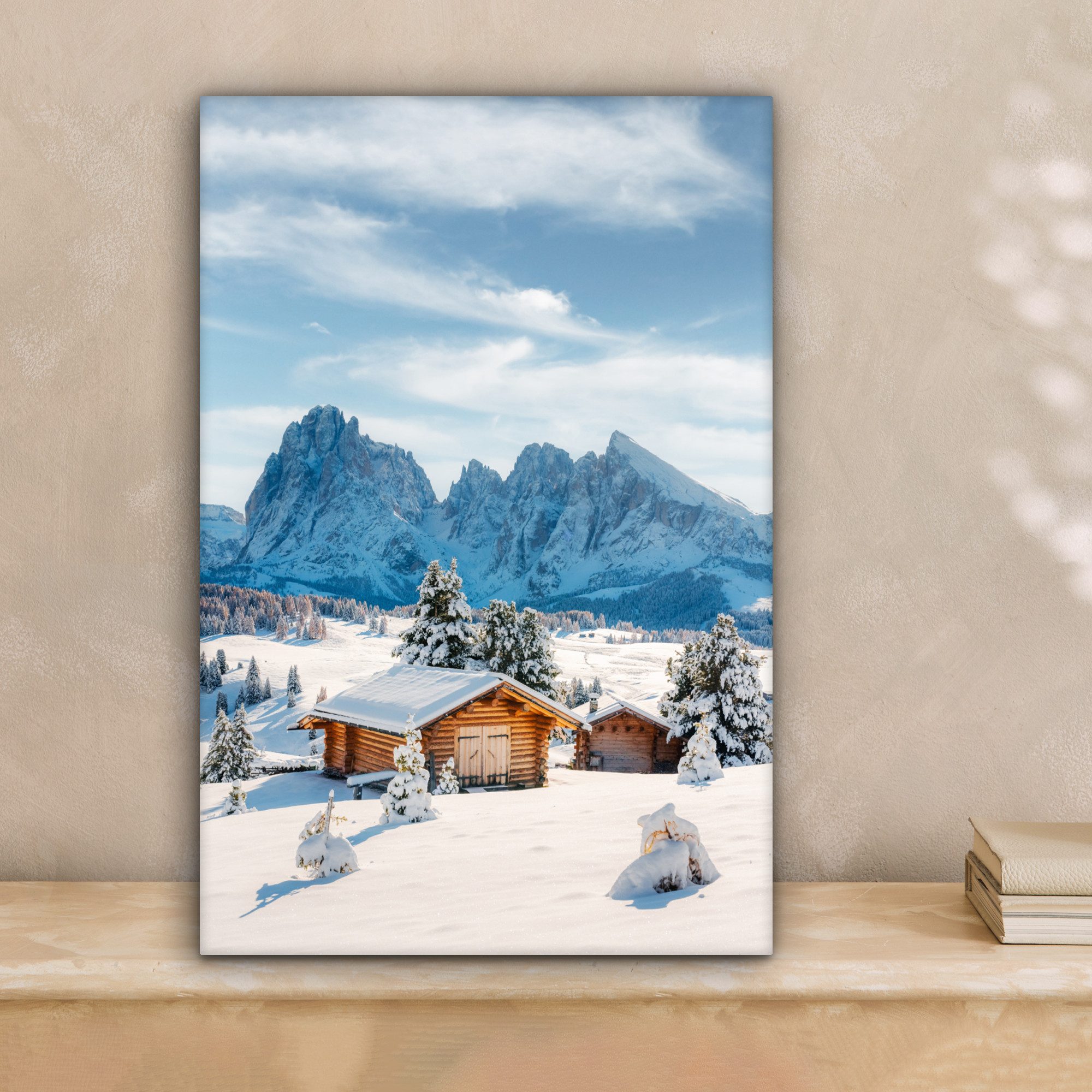 OneMillionCanvasses® Leinwandbild Winter - Hütte - Berge - Aussicht - Schne günstig online kaufen
