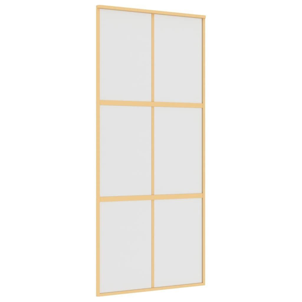 vidaXL Zimmertür Schiebetür Golden 90x205 cm Matt ESG-Glas und Aluminium Zimmertür