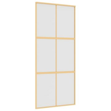 vidaXL Zimmertür Schiebetür Golden 90x205 cm Matt ESG-Glas und Aluminium Zimmertür Inne