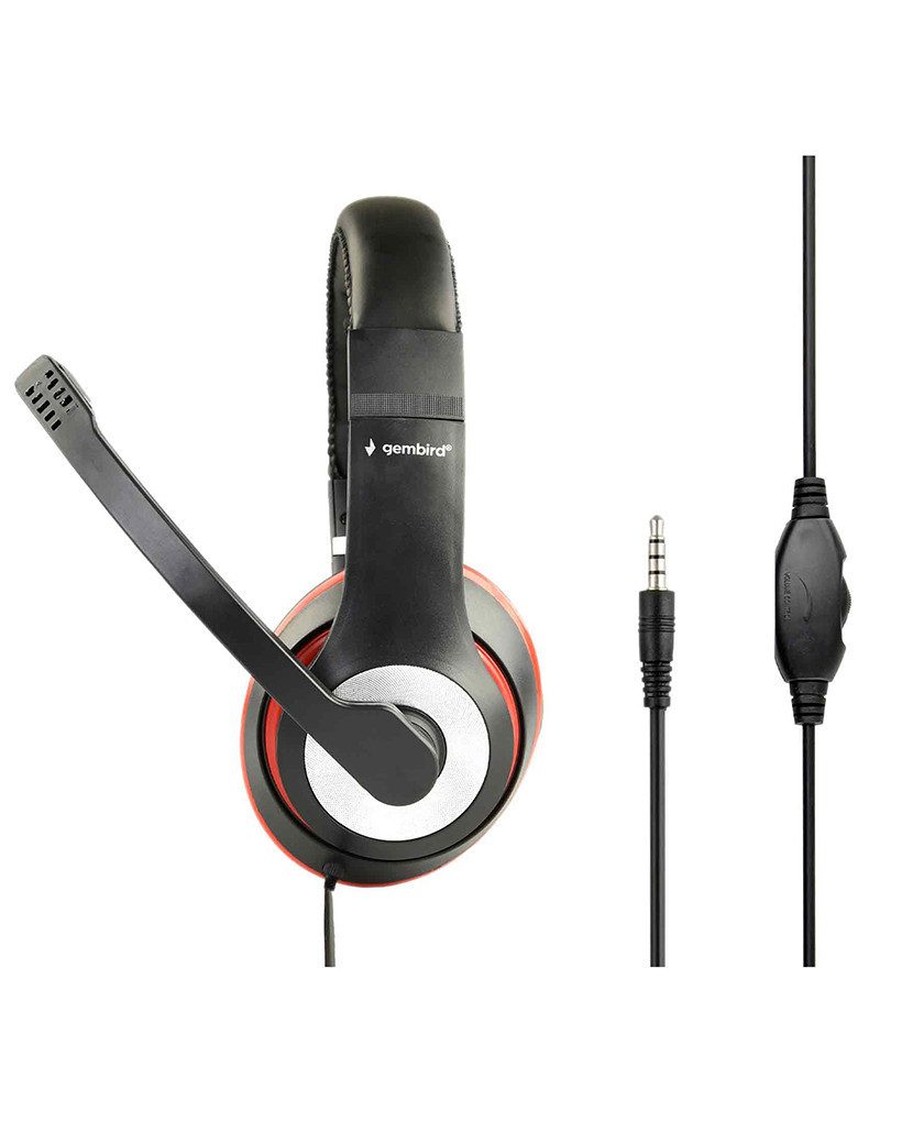 Gembird MHS-03-BKRD Headset (Komfortables, universell einstellbares Kopfband)