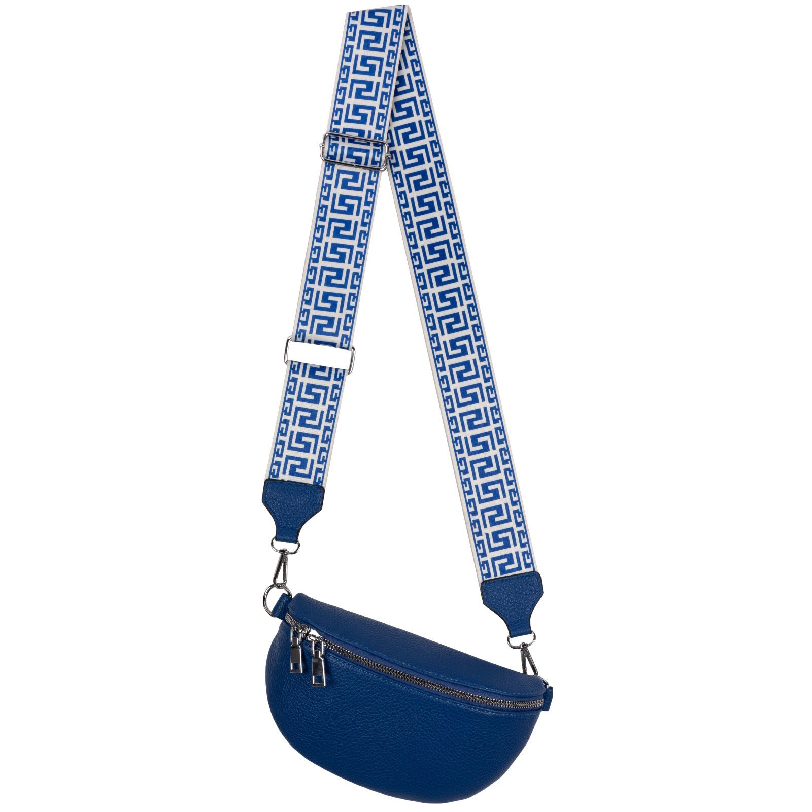 EAAKIE Gürteltasche Bauchtasche Umhängetasche Crossbody-Bag Hüfttasche Kunstleder Italy-De, als Schultertasche, CrossOver, Umhängetasche tragbar BLUE