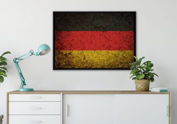 Pixxprint Leinwandbild Deutschlandfahne, Wanddekoration (1 St), Leinwandbild fertig bespannt, in einem Schattenfugen-Bilderrahmen gefasst, inkl. Zackenaufhänger