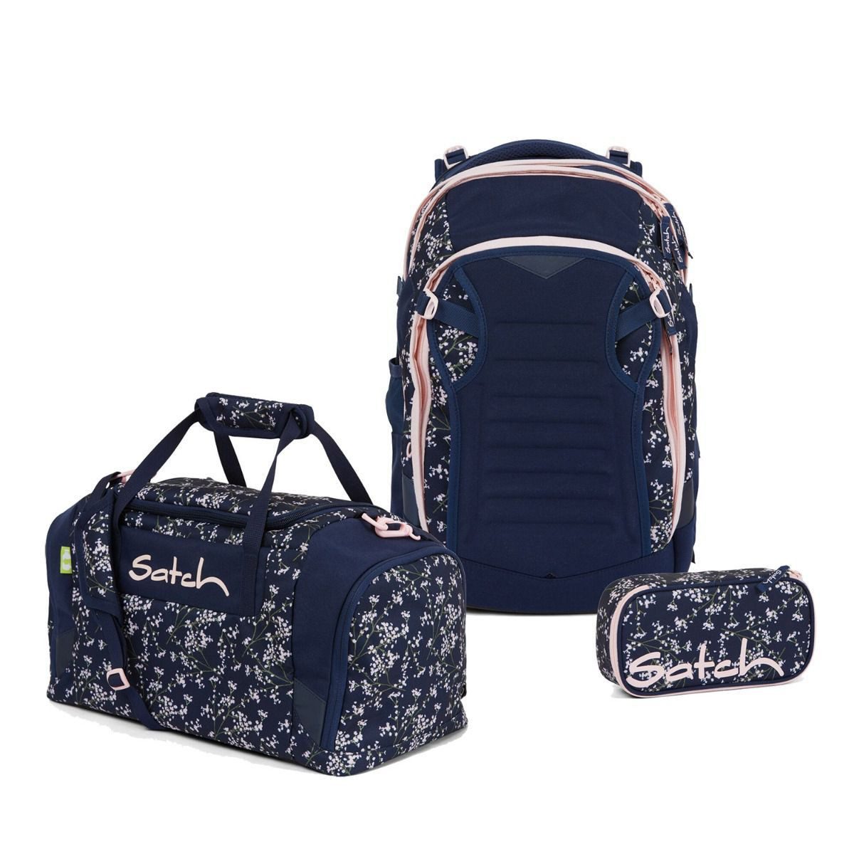 Satch Schulrucksack Match (3tlg., inkl. Schlamperbox und Sporttasche), erweiterbar