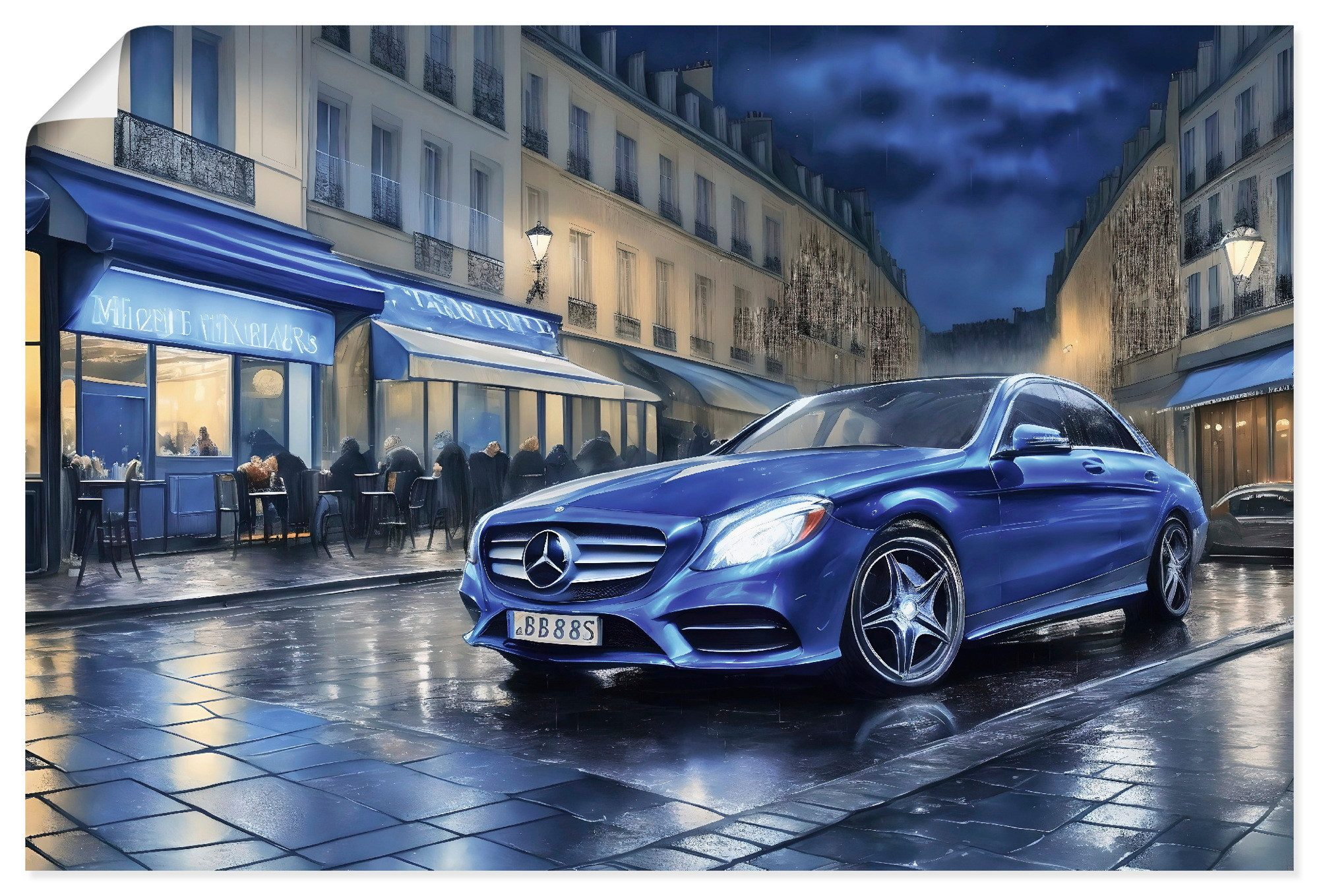 Artland Wandbild Mit dem Mercedes nach Paris, Auto (1 St), als Alubild, Leinwandbild, Poster, Wandaufkleber in verschied. Größen