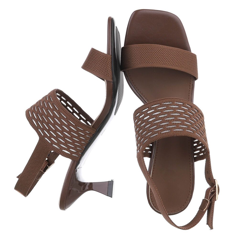Ital-Design Damen Sandale mit Absatz und Fersenriemen Sandalette (91742685) Pfennig-/Stilettoabsatz Sandalen & Sandaletten in Braun