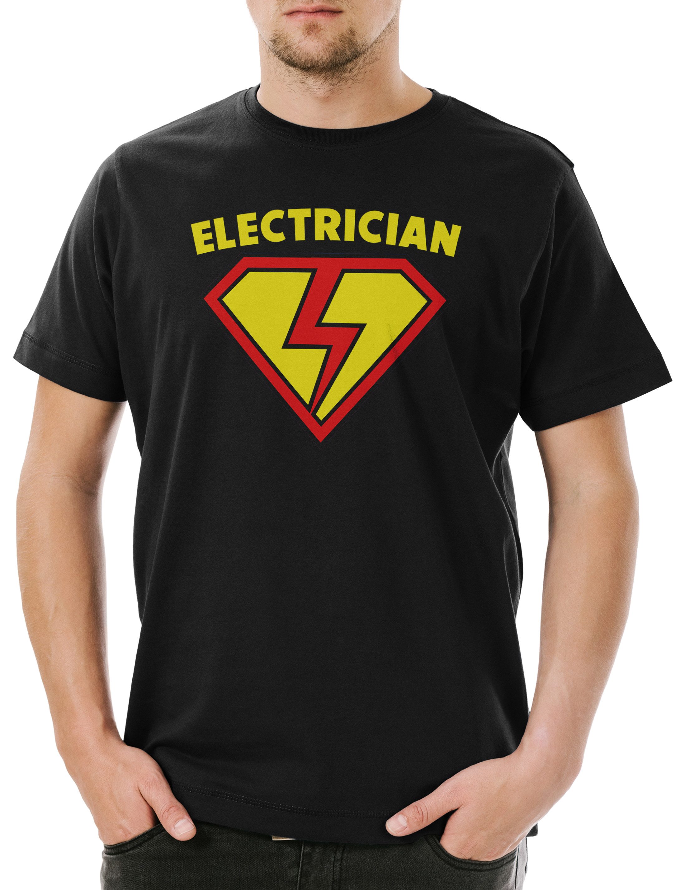 Urban Backwoods Print-Shirt Super Electrician Herren T-Shirt Elektriker Volt Strom Geselle Lehre (1-tlg) Man Meister Beruf Zunft