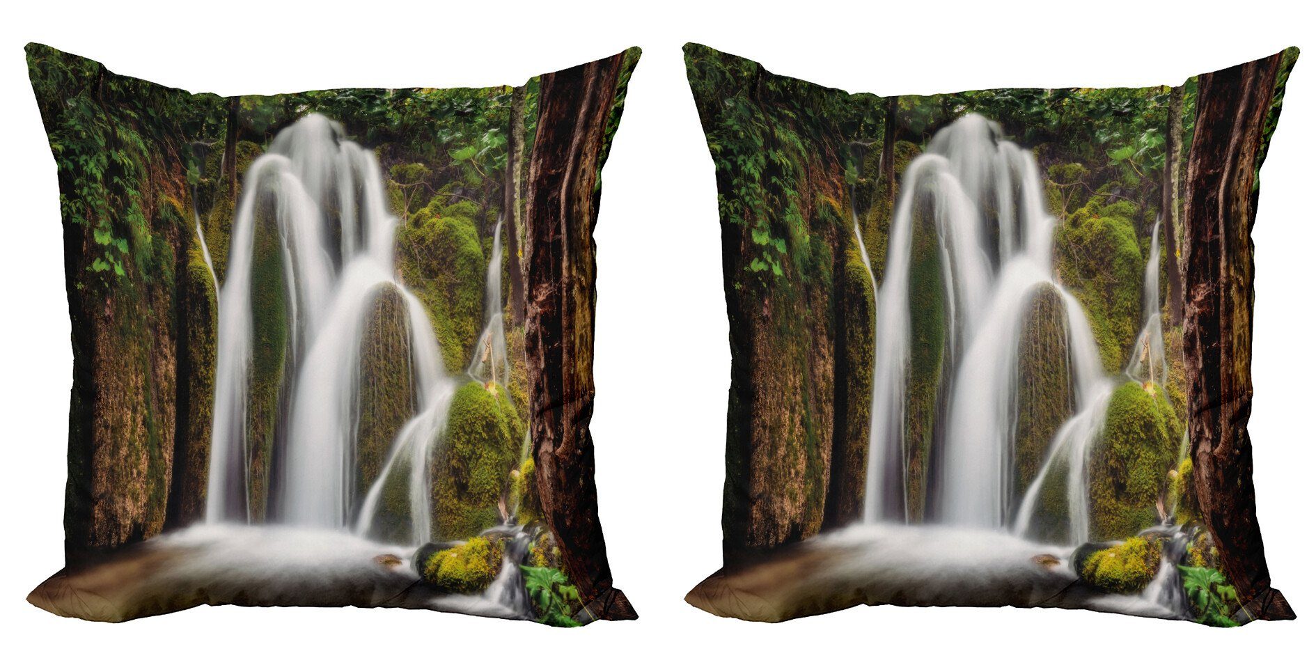 Stück), Doppelseitiger Accent Wasserfall Wasserfall Wald Digitaldruck, Kissenbezüge Modern (2 Cascade Abakuhaus