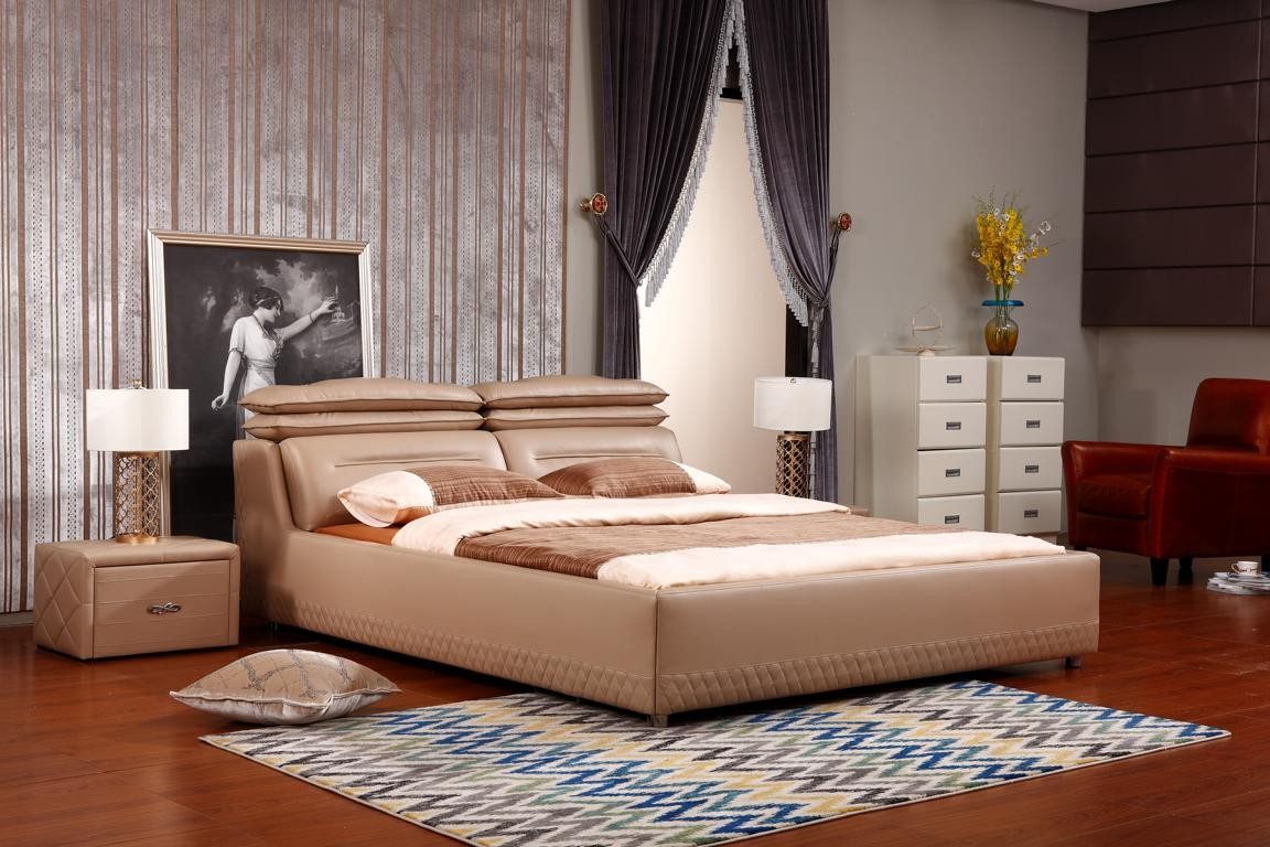 Xlmoebel Polsterbett Luxuriöses Doppelbett im modernen Leder-Design (Designer Bett 2124), Hergestellt in Europa