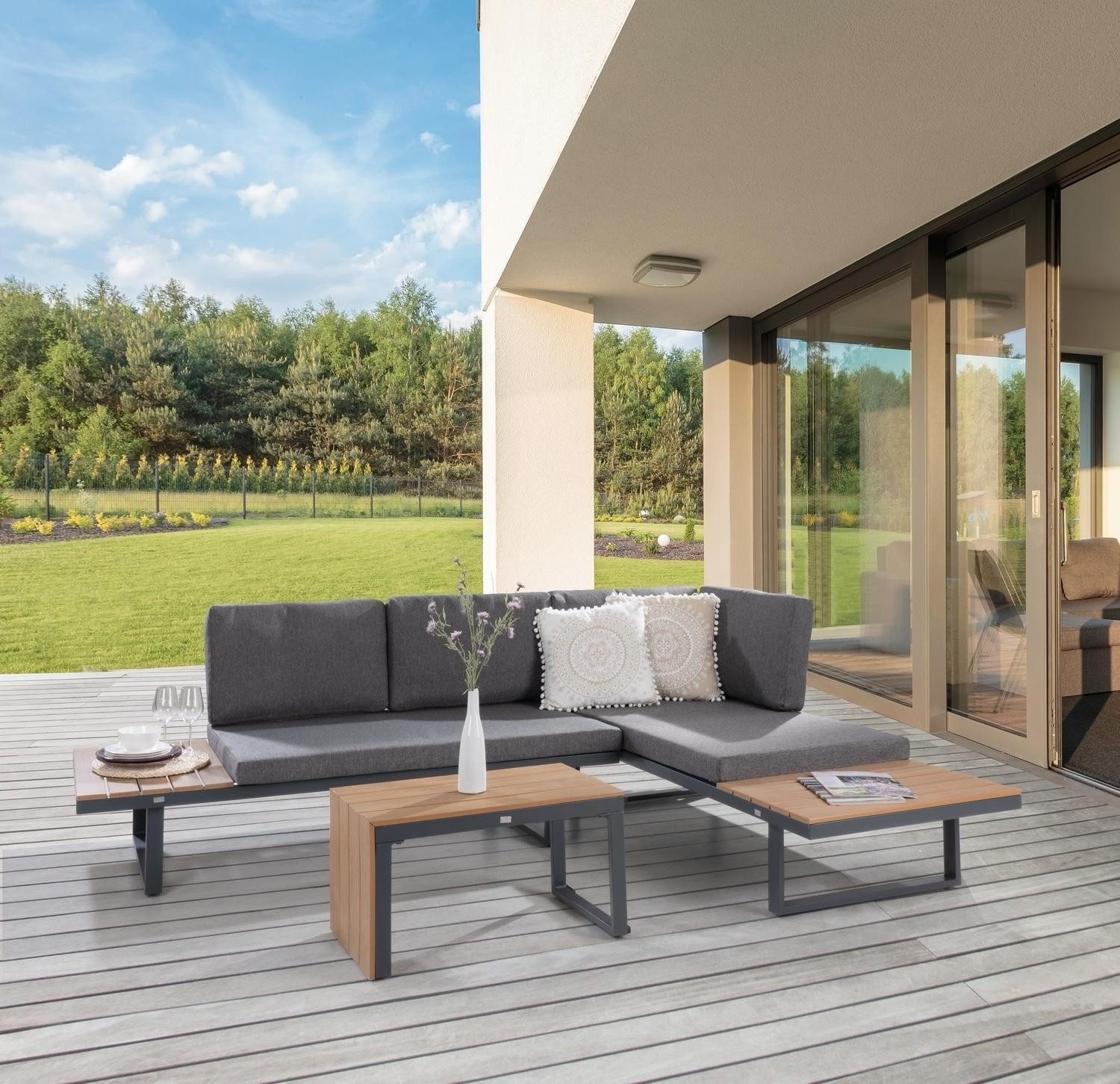Outdoor Gartenlounge-Set RUNEI, mit Loungetisch, Aluminium, günstig online kaufen