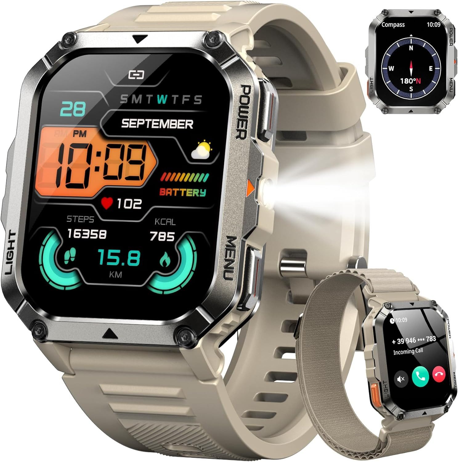 IOWODO ‎W70pro Smartwatch (5,1 cm, Andriod iod), MILITÄR SMARTWATCH