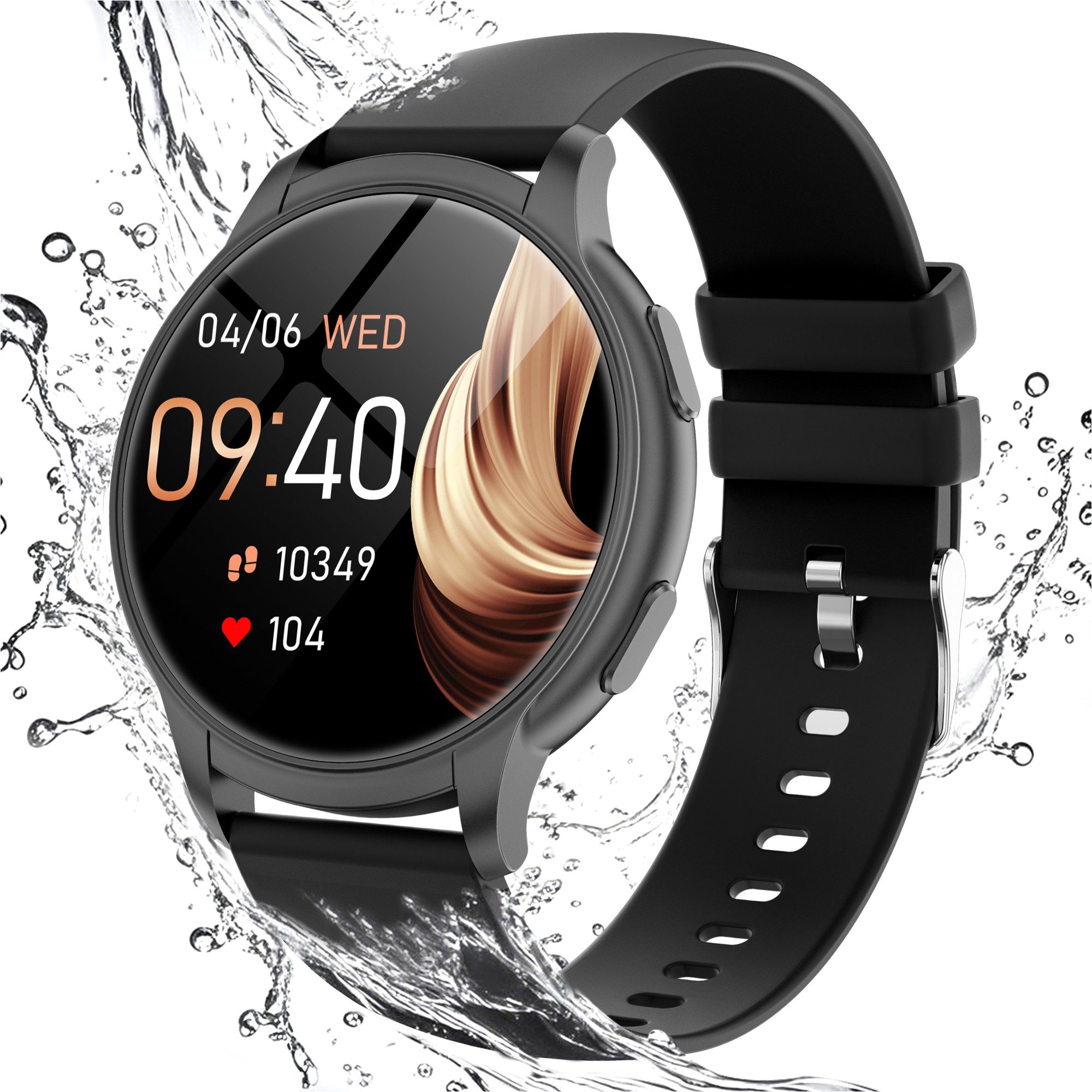 walkbee Uhr Damen herren, Fitness Tracker Uhr mit Anruffunktion Smartwatch (1.52” Full Touch HD Screen Zoll) Fitnessuhr mit Pulsmesser Blutsauerstoffmessung Schrittzähler Schlaf, 100+ Sportmodi IP67 Wasserdicht, Aktivitätstracker für iOS/Android