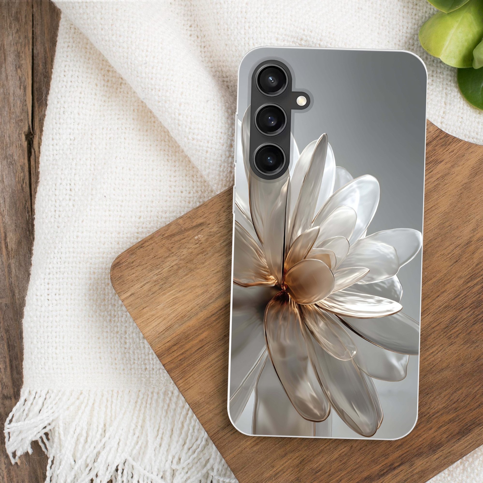 MuchoWow Handyhülle für Samsung Galaxy S23 FE Blume - Weiß - Neutral