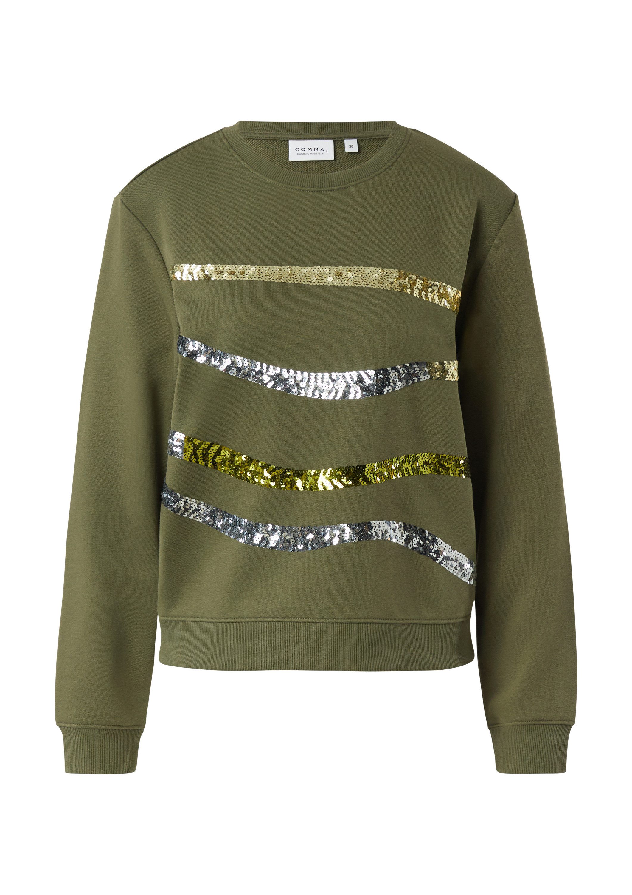 comma Sweatshirt Sweatshirt Sweatshirt mit Pailletten-Artwork